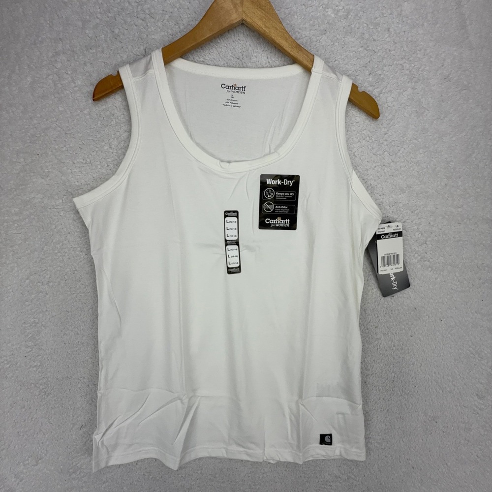 Carhartt Work-Dry Womens White Tank Top Size‎ Large WK210WHT NWT